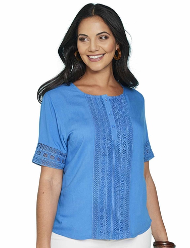 Crochet Lace Trim Blouse
