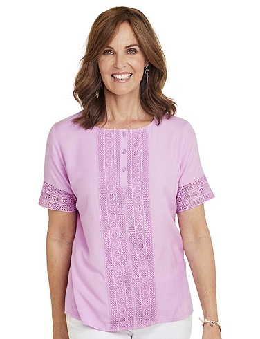 Crochet Lace Trim Blouse