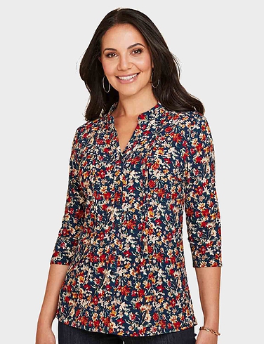 Pintuck Jersey Blouse