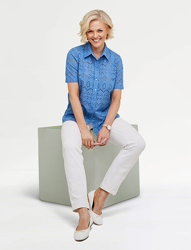 Short Sleeve Broderie Blouse