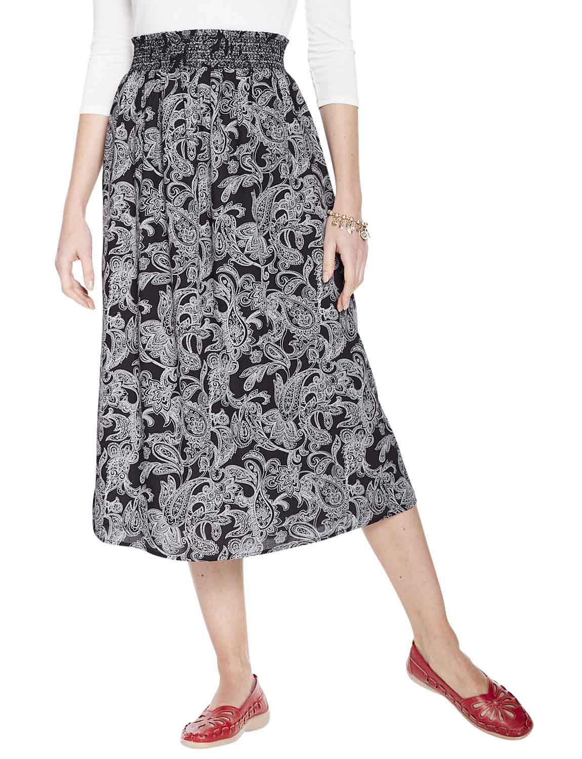 Smock Waist Print Viscose Skirt Chums