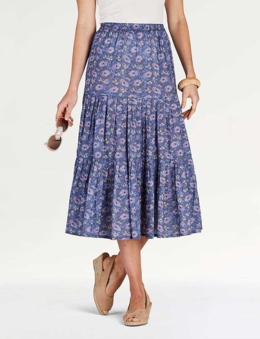 Tiered Print Cotton Skirt from Chums