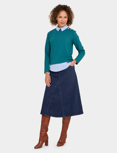 Denim Panel Skirt
