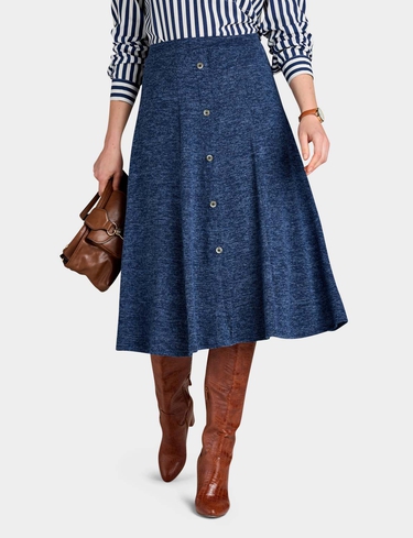 Lined Pull On Skirt with Mock Button Fastening
