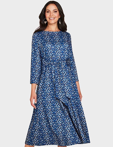 Warm Handle Tie Front Print Dress