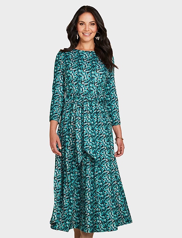 Warm Handle Tie Front Print Dress