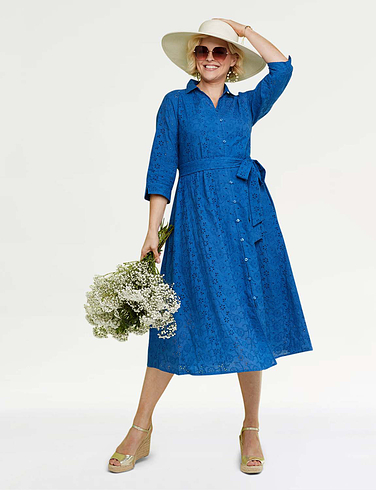 Broderie Cutwork Lined Dress