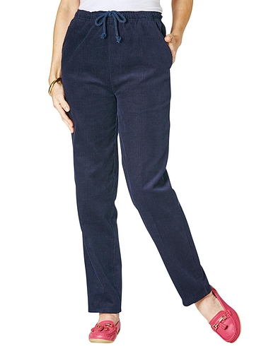 ladies elasticated waist corduroy trousers