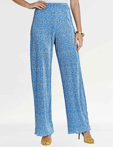 Floral Plisse Trouser - Denim