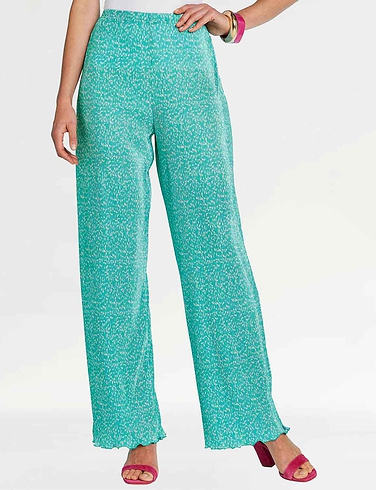 Floral Plisse Trouser - Jade