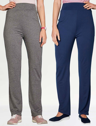 Amber Women's Pack Of 2 Jersey Trousers in Navy | Size: 18S