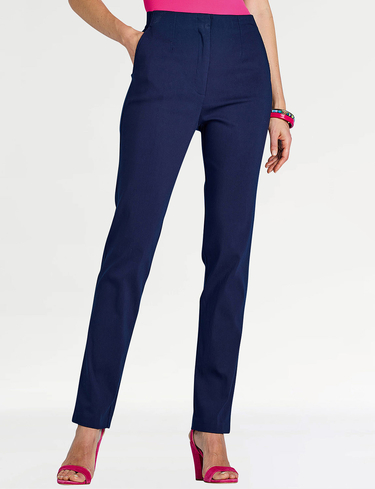 Amber Women's Comfort Stretch Elastic Back Trouser Smart Casual Fit in Navy | Size: 22XS