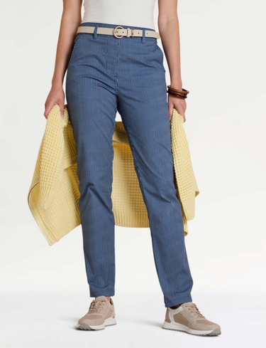 Stripe Cotton Chino Pull On Trouser