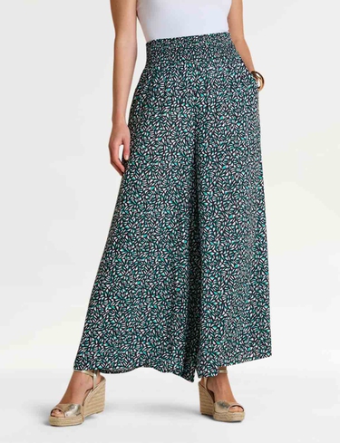 Deep Shirred Waist Print Culotte