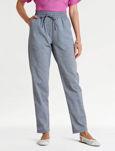 Elasticated Waist Linen Look Trouser