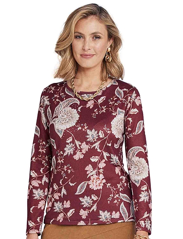 Warm Handle Print And Diamante Ladies Top