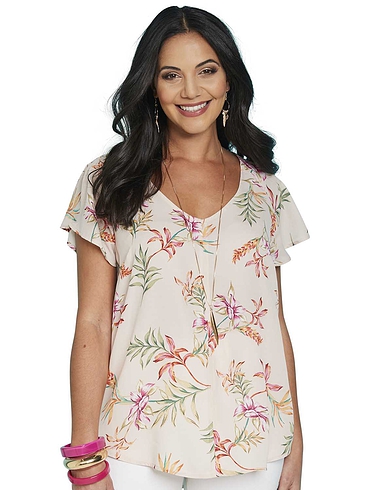 Angel Sleeve Print Top