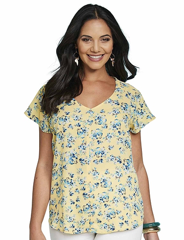 Angel Sleeve Print Top