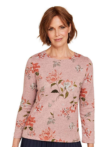 Diamante Trim Warm Handle Print Top