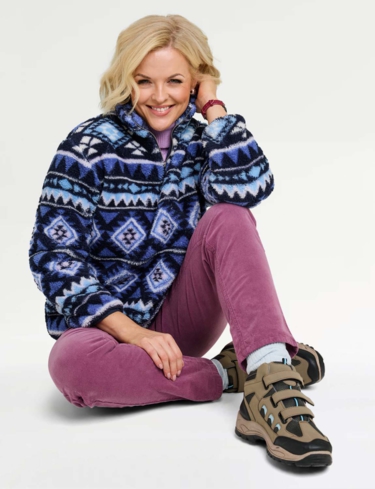 Half Zip Print Fleece Top