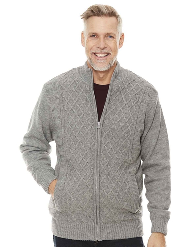 mens lined zip up cardigan