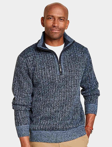 Pegasus Quarter Zip Fleece Lined Knitted Top  