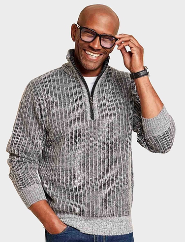 Pegasus Quarter Zip Fleece Lined Knitted Top  