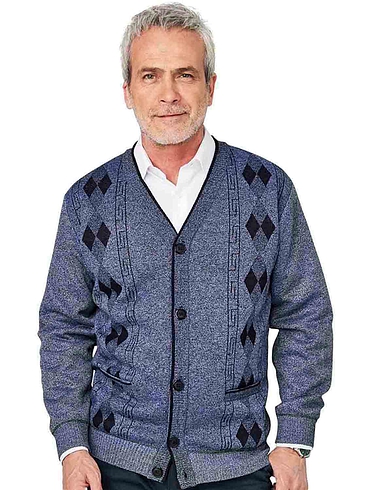 Tootal Fleece Lined Argyle Knitted Cardigan
