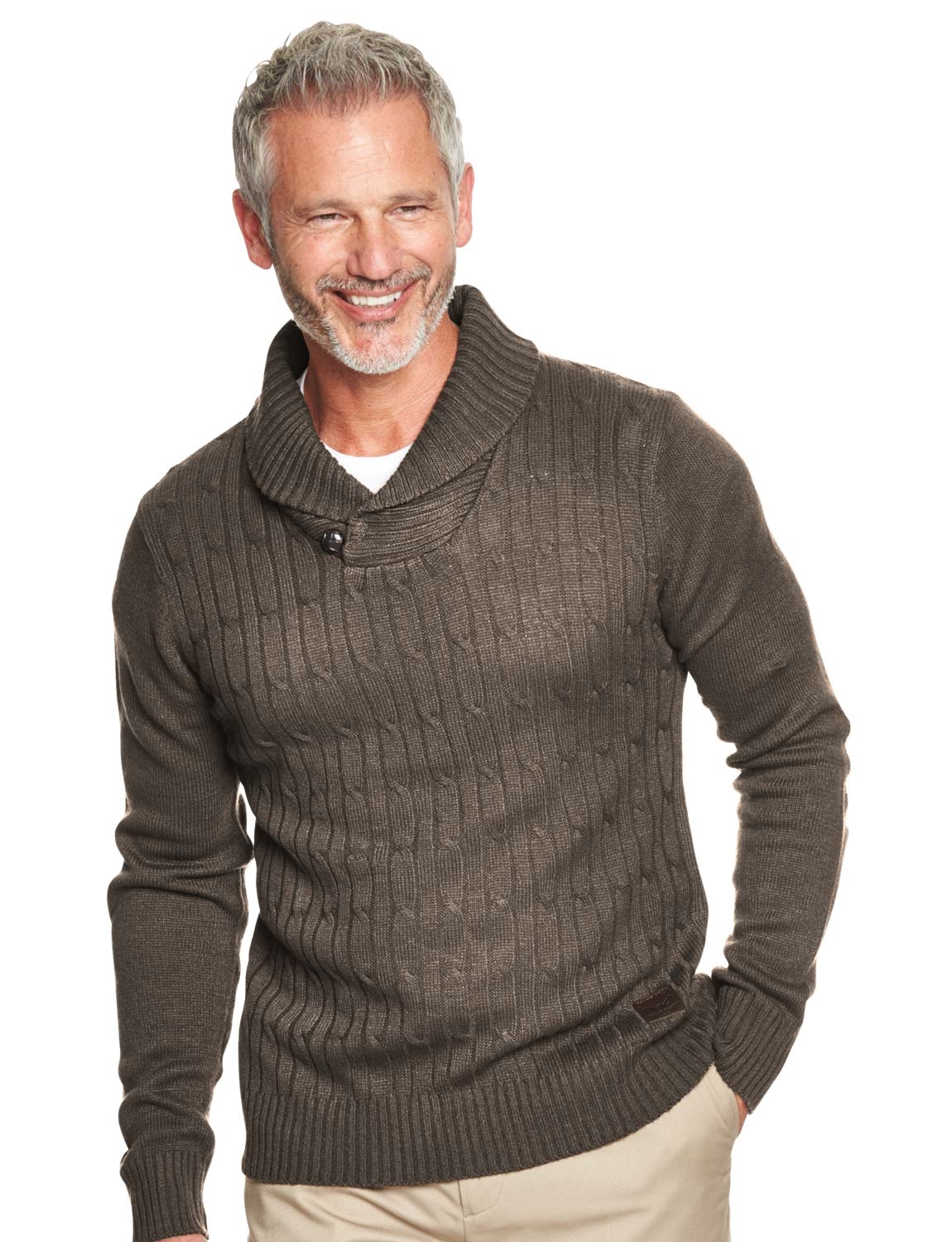 Shawl Collar Sweater With Contrast Elbow Patches Chums