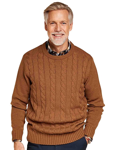 Pegasus Wool Blend Cable Crew Sweater