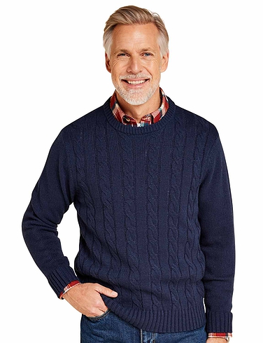 Pegasus Wool Blend Cable Crew Sweater