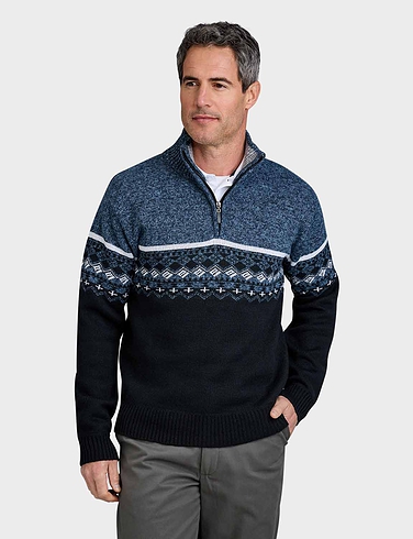 Tootal Quarter Zip Jacquard Fleece Lined Top from Chums