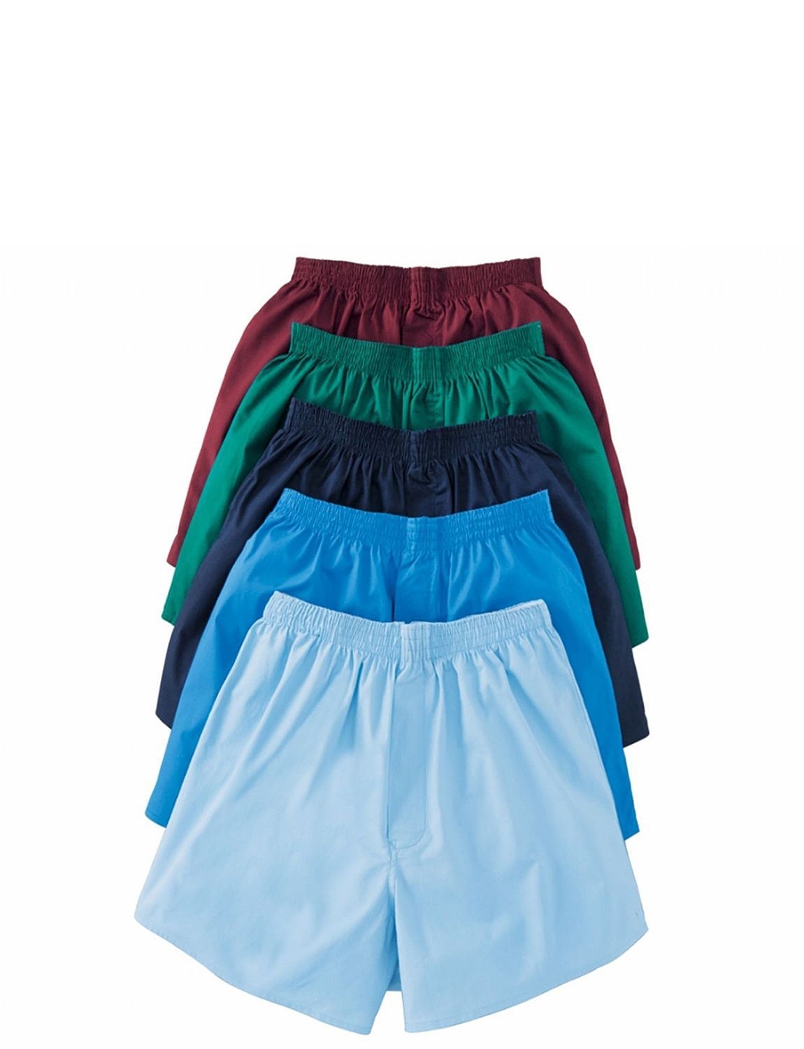5 Pack High Rise Plain Boxer Shorts - Menswear Underwear