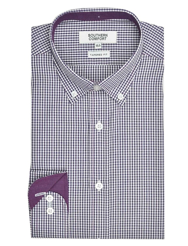 Southern Comfort Long Sleeve Check Shirt With Button Down Collar