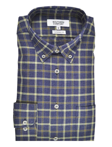 Southern Comfort Long Sleeve Twill Large Plaid Shirt - Olive