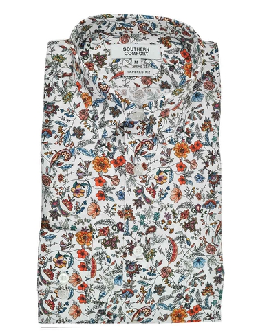 Southern Comfort Long Sleeve Floral Print Shirt - White