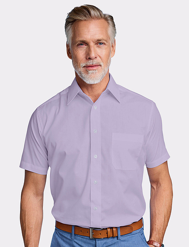 Double Two Short Sleeve Easy Care Shirt - Lilac