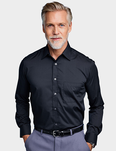 Double Two Long Sleeve Easy Care Shirt - Black