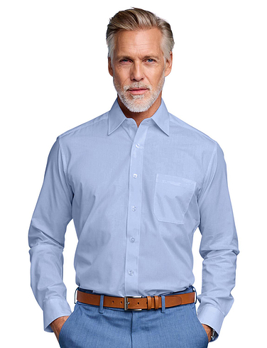 Double Two Long Sleeve Easy Care Shirt - Glacier