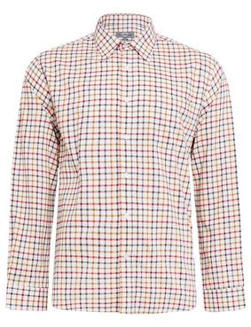 Peter Gribby Long Sleeve Brushed Check Country Shirt - Cranberry
