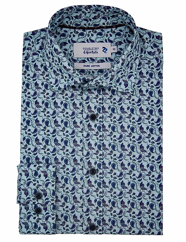 Double Two Paisley Print Long Sleeve Shirt