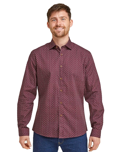 Double Two Tailored Fit Print Long Sleeve Shirt