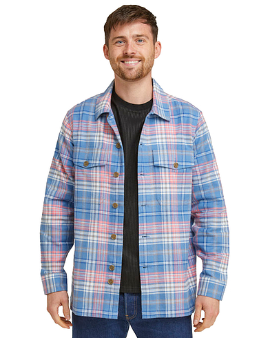 Double Two Long Sleeve Overshirt - Blue