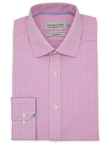 Double Two Gingham Contrast Reverse Long Sleeve Shirt