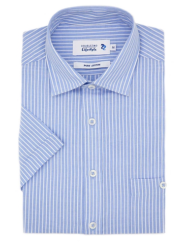 Double Two Blue Pinstripe Short Sleeve Shirt