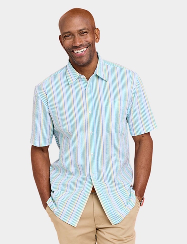 Pegasus Short Sleeve Stripe Seersucker Shirt