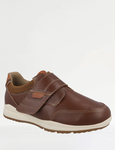 DB Shoes Mens Leather Touch Fasten Trainer Darwin Extra Wide EE to 4E