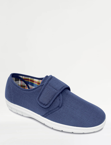 Extra Wide H Fit Touch Fasten Canvas Shoes