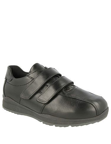 DB Shoes Wide Fit EE - 4E Touch Fasten Leather Shoe Stephen