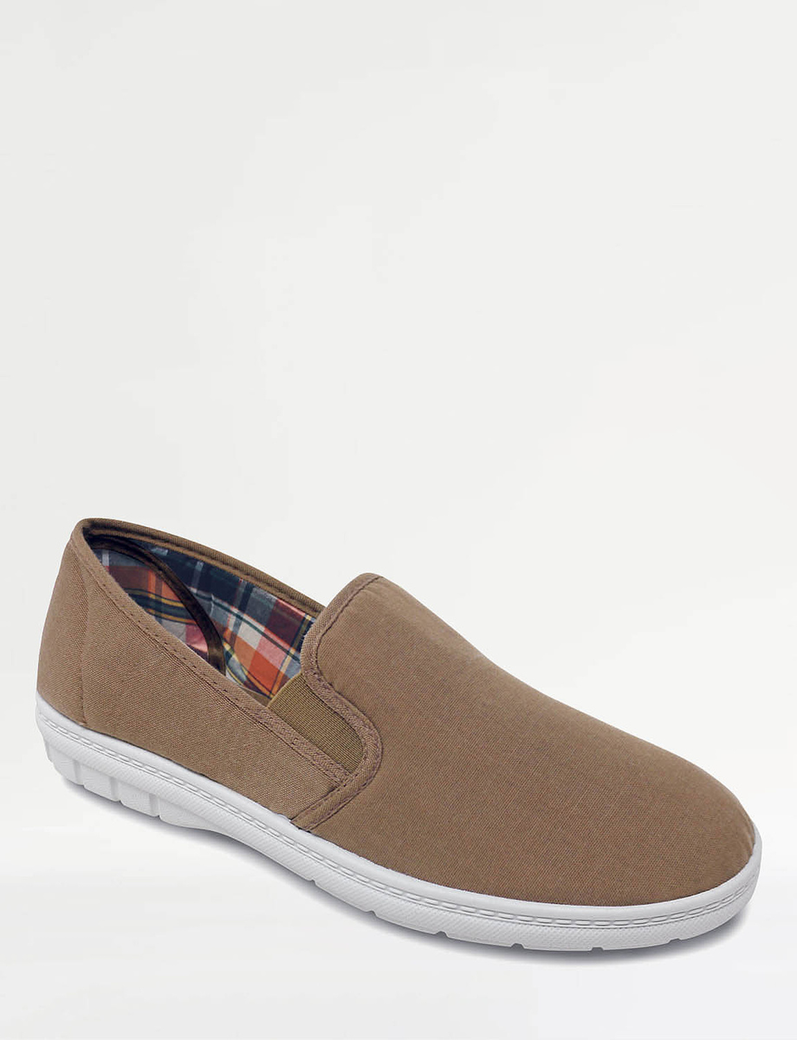 mens beige canvas slip on shoes